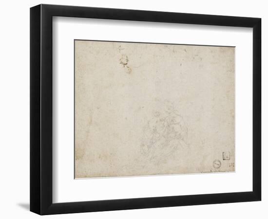 The Virgin and Child Adored (Lead Point over Indentations with the Stylus on Off-White Paper)-Leonardo da Vinci-Framed Giclee Print