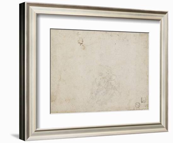 The Virgin and Child Adored (Lead Point over Indentations with the Stylus on Off-White Paper)-Leonardo da Vinci-Framed Giclee Print