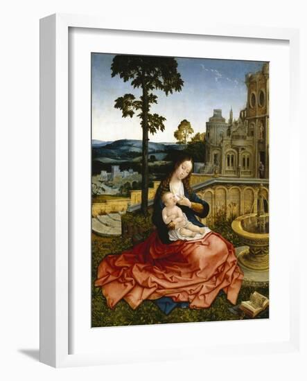 The Virgin and Child by a Fountain-Bernard van Orley-Framed Giclee Print