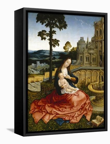 The Virgin and Child by a Fountain-Bernard van Orley-Framed Stretched Canvas