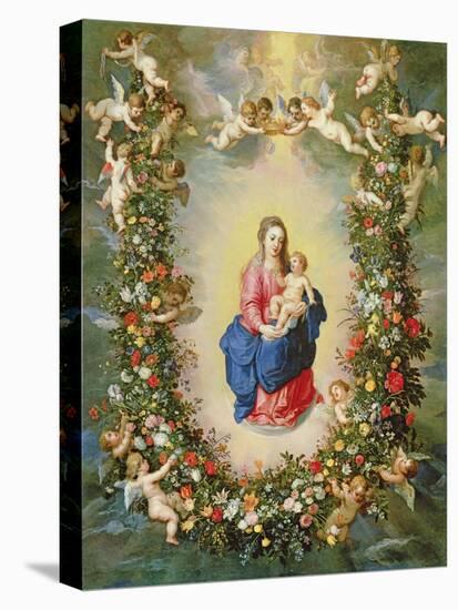 The Virgin and Child Encircled by a Garland of Flowers Held Aloft by Cherubs, C.1624-Jan Brueghel and Hendrik van Balen-Stretched Canvas