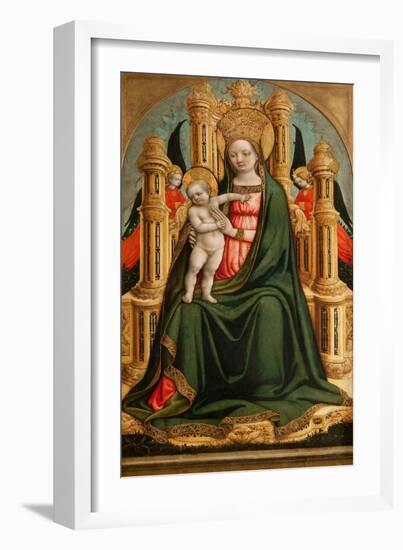 The Virgin and Child Enthroned and Two Angels, C. 1450-Antonio Vivarini-Framed Giclee Print