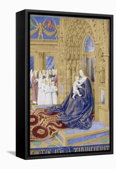 The Virgin and Child Enthroned (Hours of Étienne Chevalie)-Jean Fouquet-Framed Stretched Canvas