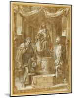 The Virgin and Child Enthroned under a Canopy, with Sts Roch and Sebastian-Federico Barocci-Mounted Giclee Print