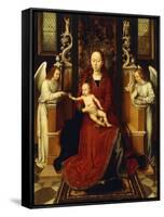 The Virgin and Child Enthroned with Two Angels-Hans Memling-Framed Stretched Canvas