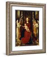 The Virgin and Child Enthroned with Two Angels-Hans Memling-Framed Giclee Print