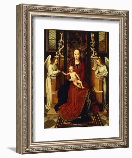 The Virgin and Child Enthroned with Two Angels-Hans Memling-Framed Giclee Print