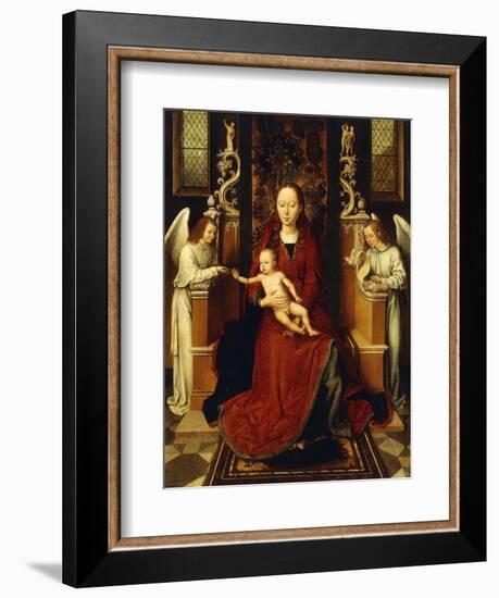 The Virgin and Child Enthroned with Two Angels-Hans Memling-Framed Giclee Print