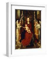 The Virgin and Child Enthroned with Two Angels-Hans Memling-Framed Giclee Print