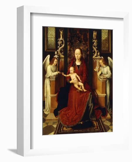 The Virgin and Child Enthroned with Two Angels-Hans Memling-Framed Giclee Print