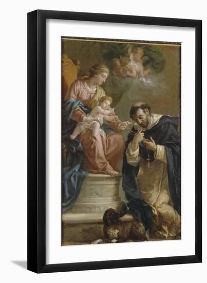 The Virgin and Child Giving the Rosary to St. Dominic-Etienne Parrocel-Framed Giclee Print