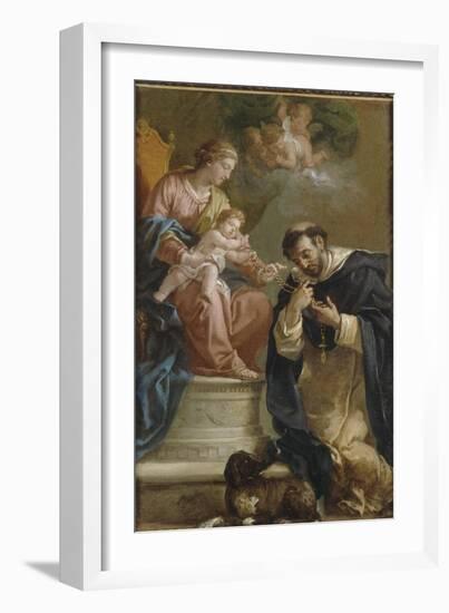 The Virgin and Child Giving the Rosary to St. Dominic-Etienne Parrocel-Framed Giclee Print