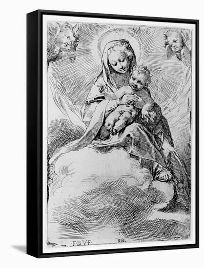 The Virgin and Child in the Clouds (Engraving)-Federico Barocci-Framed Stretched Canvas