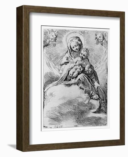 The Virgin and Child in the Clouds (Engraving)-Federico Barocci-Framed Giclee Print