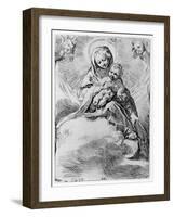 The Virgin and Child in the Clouds (Engraving)-Federico Barocci-Framed Giclee Print