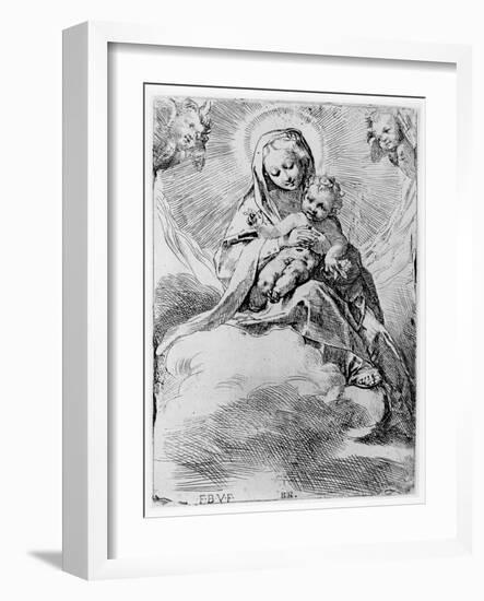 The Virgin and Child in the Clouds (Engraving)-Federico Barocci-Framed Giclee Print