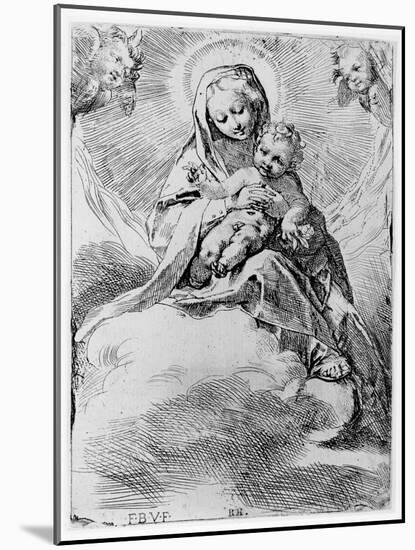 The Virgin and Child in the Clouds (Engraving)-Federico Barocci-Mounted Giclee Print