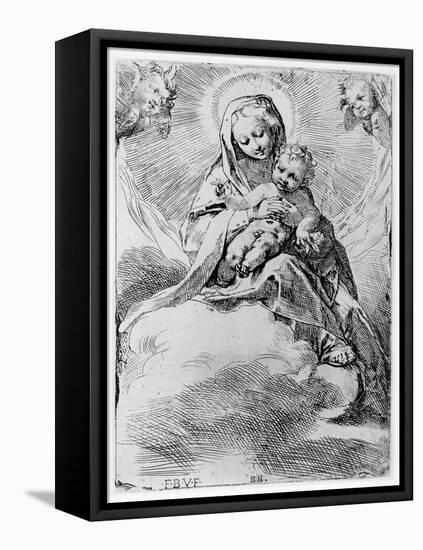 The Virgin and Child in the Clouds (Engraving)-Federico Barocci-Framed Stretched Canvas