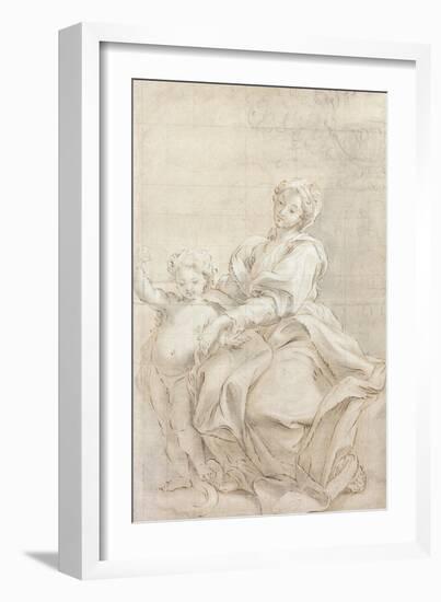 The Virgin and Child Near a Basin; Le Vierge Et L'Enfant Pres D'Une Vasque-Giovanni Battista Gaulli-Framed Giclee Print