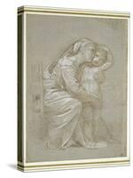 The Virgin and Child (Silverpoint, Heightened with White Bodycolour on a Slate Grey Preparation)-Raphael-Stretched Canvas