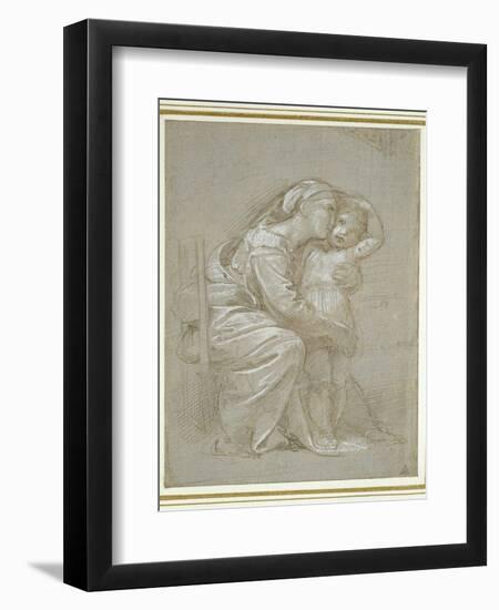 The Virgin and Child (Silverpoint, Heightened with White Bodycolour on a Slate Grey Preparation)-Raphael-Framed Giclee Print