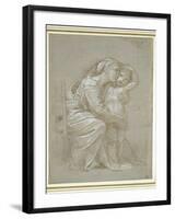 The Virgin and Child (Silverpoint, Heightened with White Bodycolour on a Slate Grey Preparation)-Raphael-Framed Giclee Print