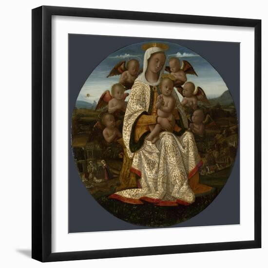 The Virgin and Child with Cherubs, C. 1500-Bernardino Fungai-Framed Giclee Print