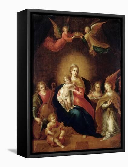 The Virgin and Child with Musicmaking Angels-Frans Francken the Younger-Framed Stretched Canvas