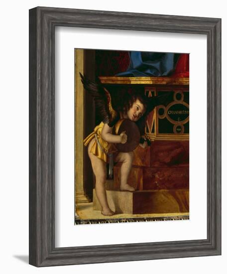 The Virgin and Child with Putti Between Four Saints, Detail-Giovanni Bellini-Framed Giclee Print