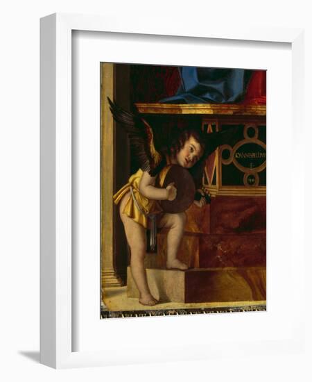 The Virgin and Child with Putti Between Four Saints, Detail-Giovanni Bellini-Framed Giclee Print