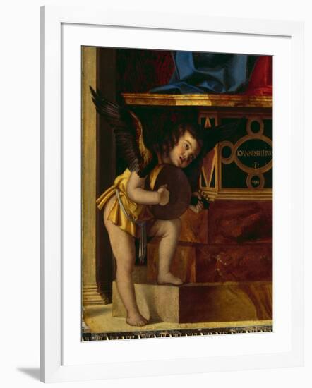 The Virgin and Child with Putti Between Four Saints, Detail-Giovanni Bellini-Framed Giclee Print