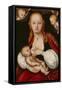 The Virgin and Child, with Putti Holding Up a Curtain Behind-Lucas Cranach the Elder-Framed Stretched Canvas