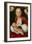 The Virgin and Child, with Putti Holding Up a Curtain Behind-Lucas Cranach the Elder-Framed Giclee Print