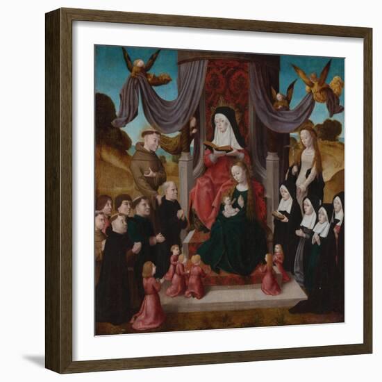 The Virgin and Child with Saint Anne (Anna Selbdrit), Saints Francis, Lidwina and Donors, C. 1490-1-null-Framed Giclee Print