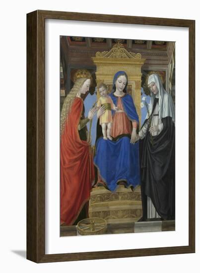 The Virgin and Child with Saint Catherine of Alexandria and Saint Catherine of Siena, C. 1490-Ambrogio Bergognone-Framed Giclee Print