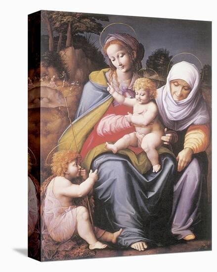 The Virgin And Child With Saint Elizabeth And John The Baptist-Francesco Ubertini Bacchiacca-Stretched Canvas