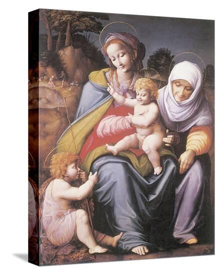 The Virgin And Child With Saint Elizabeth And John The Baptist-Francesco Ubertini Bacchiacca-Stretched Canvas