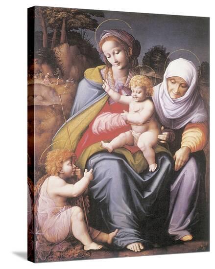The Virgin And Child With Saint Elizabeth And John The Baptist-Francesco Ubertini Bacchiacca-Stretched Canvas