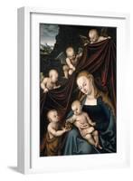 The Virgin and Child, with Saint John and Angels, 1536-Lucas Cranach the Elder-Framed Giclee Print