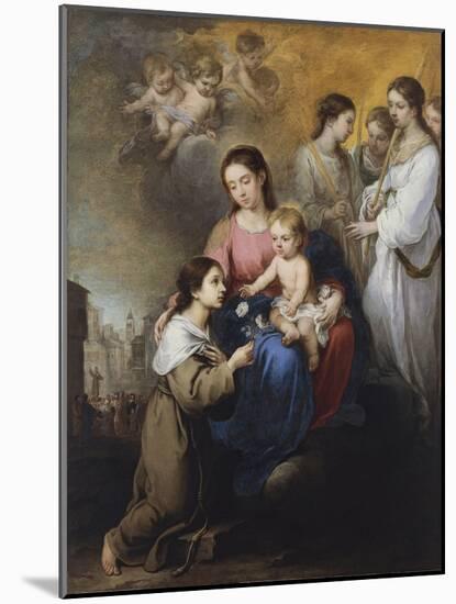 The Virgin and Child with Saint Rose of Viterbo-Bartolomé Estebàn Murillo-Mounted Premium Giclee Print