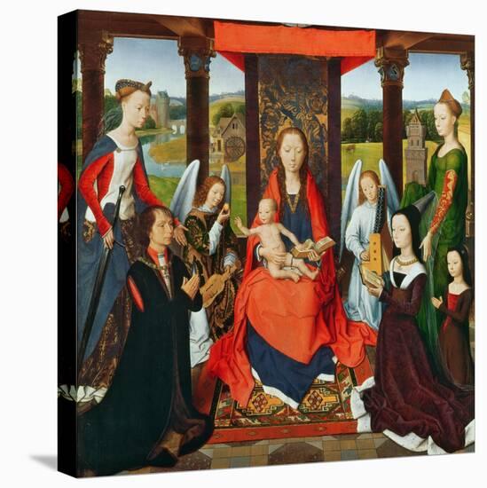 The Virgin and Child with Saints and Donors, a Panel from 'The Donne Triptych' C.1478 (Oil on Oak)-Hans Memling-Stretched Canvas