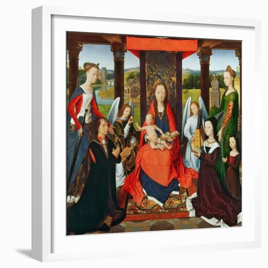 The Virgin and Child with Saints and Donors, a Panel from 'The Donne Triptych' C.1478 (Oil on Oak)-Hans Memling-Framed Giclee Print