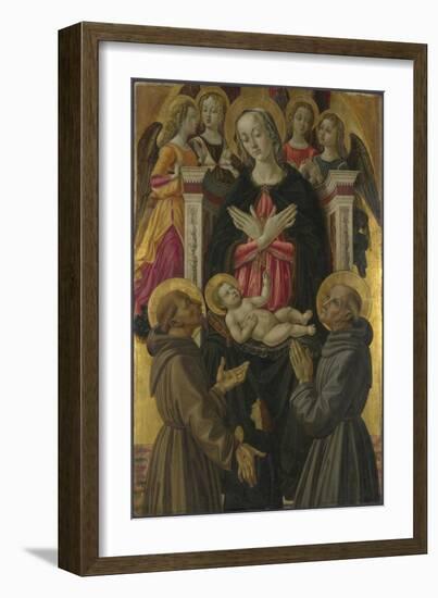 The Virgin and Child with Saints, Angels and a Donor, Ca 1475-Bartolomeo Caporali-Framed Giclee Print