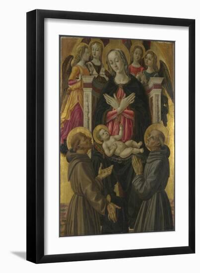 The Virgin and Child with Saints, Angels and a Donor, Ca 1475-Bartolomeo Caporali-Framed Giclee Print