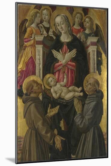 The Virgin and Child with Saints, Angels and a Donor, Ca 1475-Bartolomeo Caporali-Mounted Giclee Print