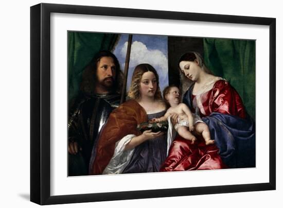 The Virgin and Child with Saints Dorothy and George, Ca. 1518-Titian (Tiziano Vecelli)-Framed Giclee Print