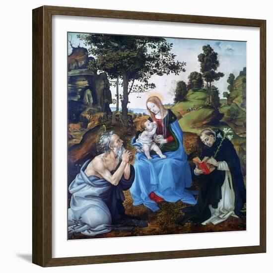 The Virgin and Child with Saints Jerome and Dominic, C1485-Filippino Lippi-Framed Giclee Print