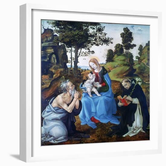 The Virgin and Child with Saints Jerome and Dominic, C1485-Filippino Lippi-Framed Giclee Print