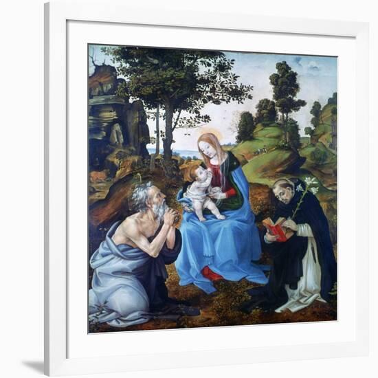 The Virgin and Child with Saints Jerome and Dominic, C1485-Filippino Lippi-Framed Giclee Print