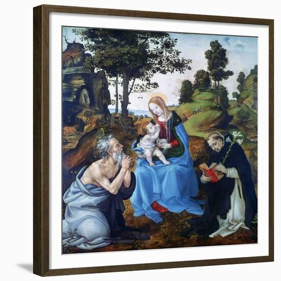 The Virgin and Child with Saints Jerome and Dominic, C1485-Filippino Lippi-Framed Giclee Print